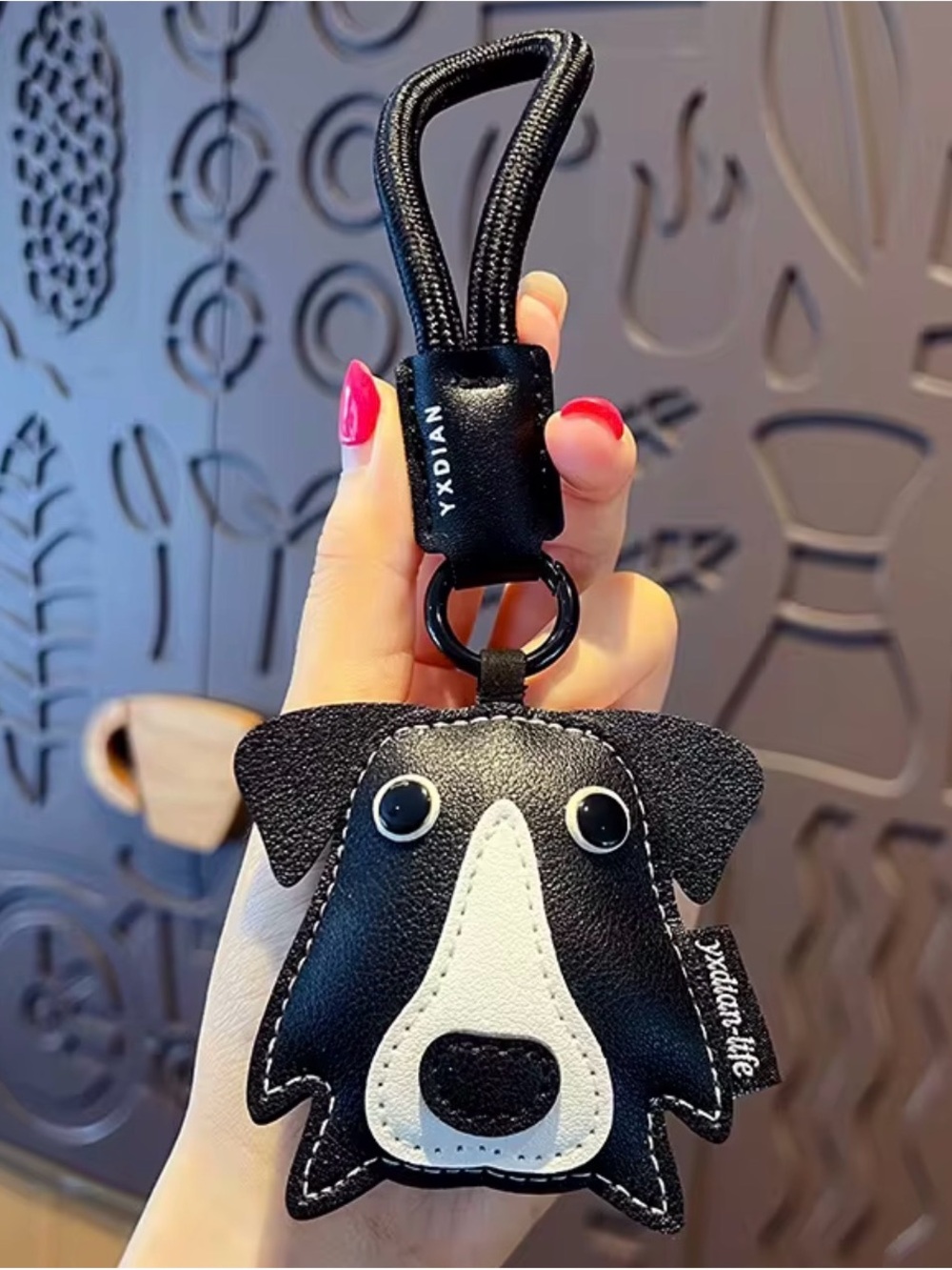 Unbranded Black & White Dog Keychain for Kids with Loop Strap